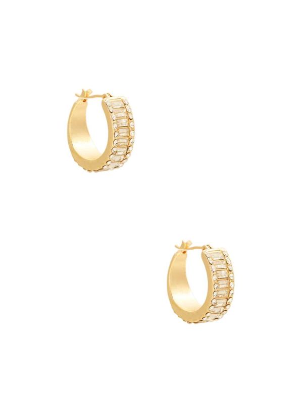 Guess 14KT Baguette Hoop Örhängen Dam Guld | 146857-OBG