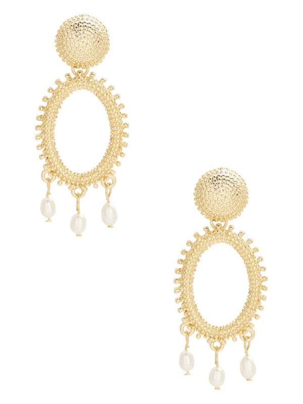 Guess 14KT Gold and Pearl Dangle Örhängen Dam Guld | 936014-JBU