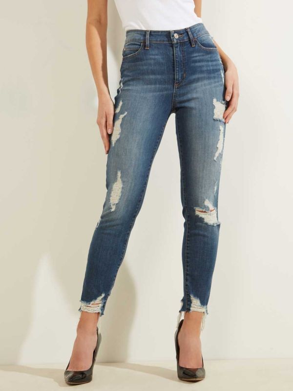 Guess 1981 Destroyed High-Rise Skinny Jeans Dam Tvätt | 263740-FKT