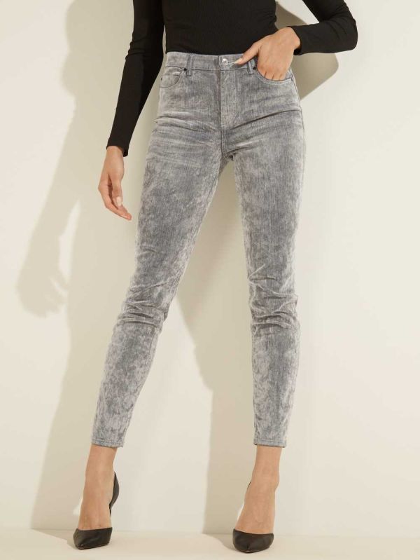 Guess 1981 Velvet Flocked Skinny Jeans Dam Grå | 043967-UPJ