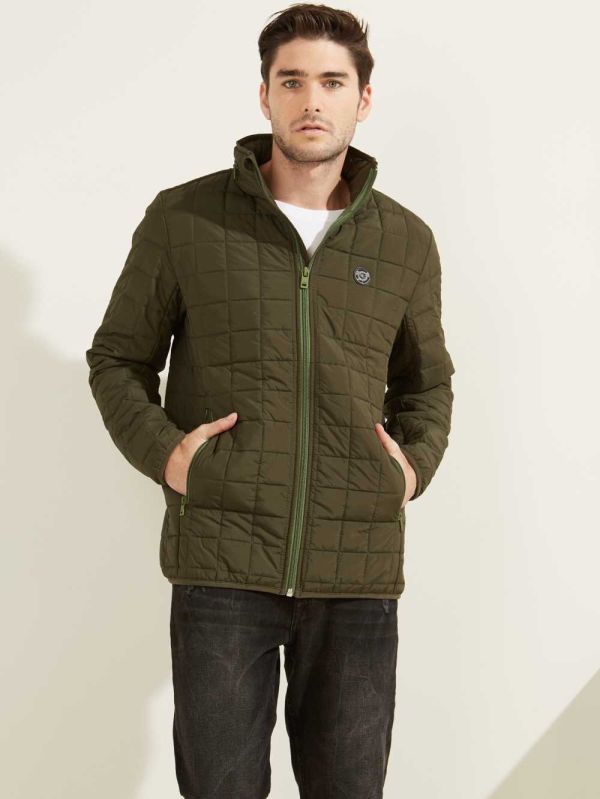 Guess Active Nylon Puffer Jacka Herr Gröna | 380469-NAS