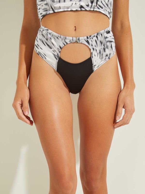 Guess Addie Brazilian String Underkläder Dam Leopard Svarta | 340256-ATZ