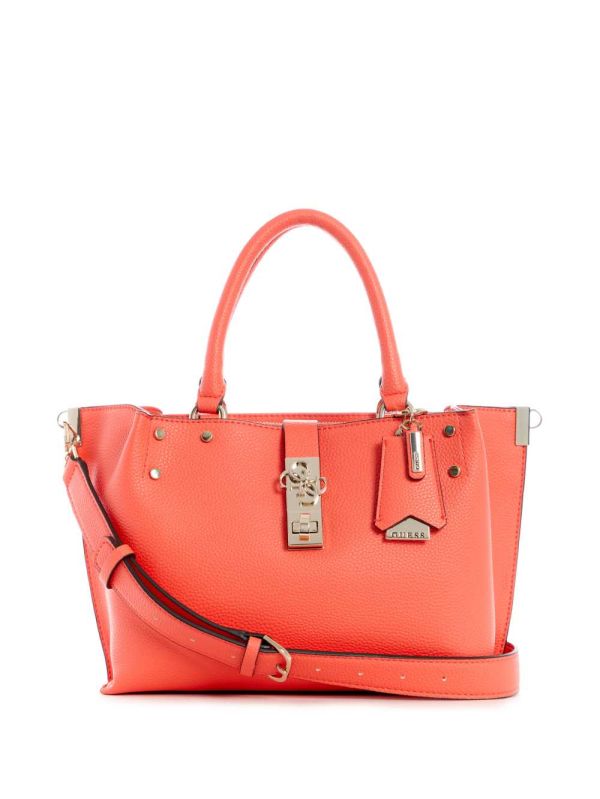 Guess Albury Small Girlfriend Satchel Väska Dam Korall | 956132-PLJ