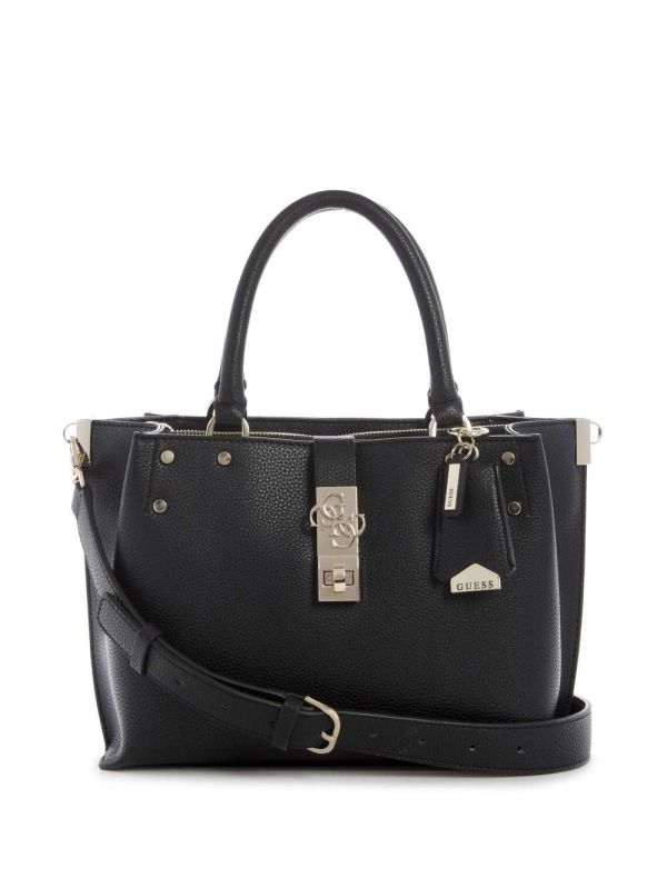 Guess Albury Small Girlfriend Satchel Väska Dam Svarta | 987430-XWF
