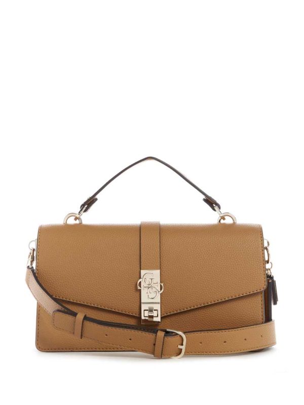 Guess Albury Top-Handle Flap Bag Crossbody Väska Dam Mörkgula | 091365-WRT