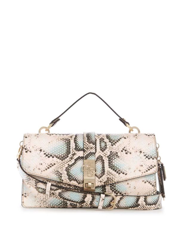 Guess Albury Top-Handle Flap Bag Crossbody Väska Dam Ormskinn | 246897-PFJ