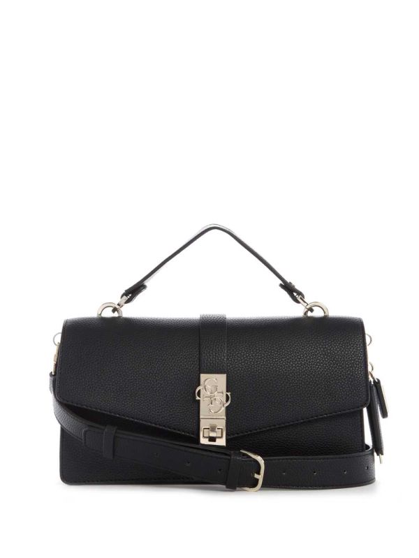 Guess Albury Top-Handle Flap Bag Crossbody Väska Dam Svarta | 478612-JZF
