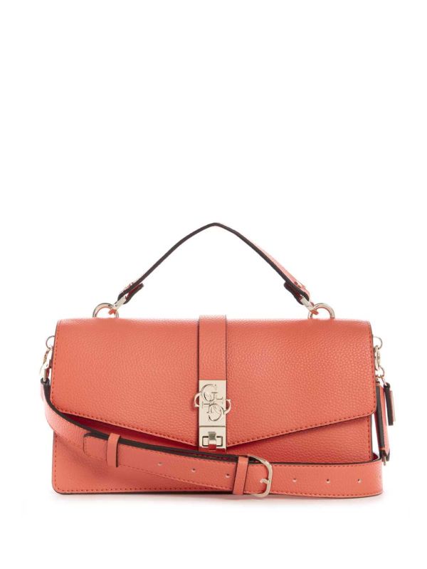 Guess Albury Top-Handle Flap Bag Crossbody Väska Dam Korall | 836174-XWQ