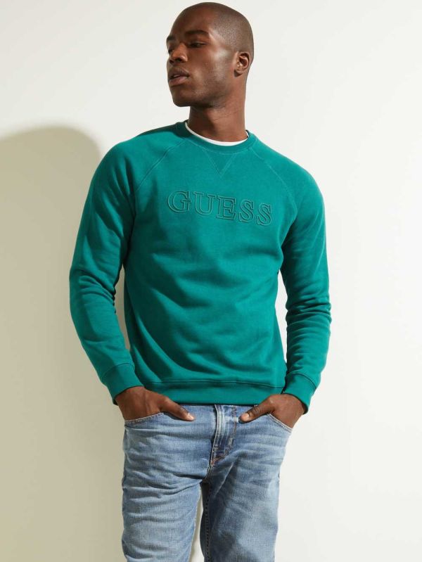 Guess Aldwin Crewneck Sweatshirt Herr Gröna | 184630-IOA