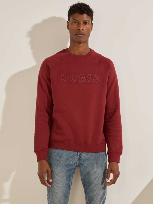 Guess Aldwin Crewneck Sweatshirt Herr Vinröda | 765182-CHE