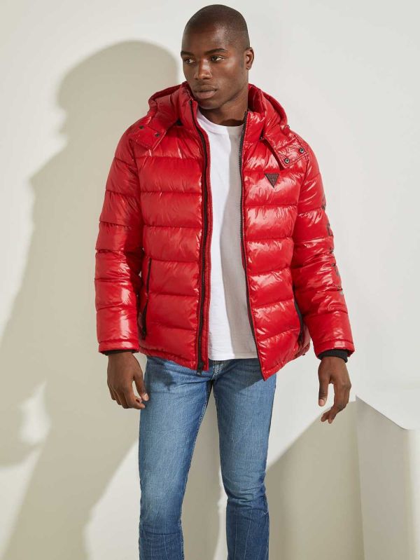 Guess Anthony Logo Puffer Jacka Herr Röda | 197846-BIO