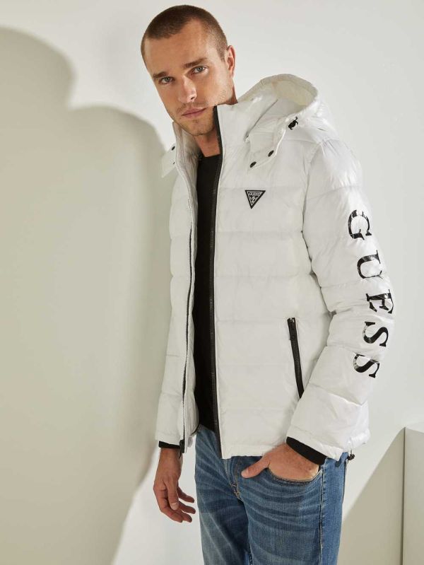 Guess Anthony Logo Puffer Jacka Herr Vita Olika Färger | 640512-LZG