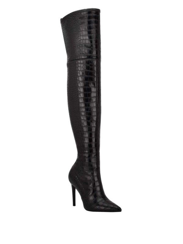 Guess Baiwa Croc Over-the-Knee Stövlar Dam Svarta | 942063-BPR