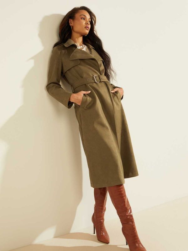 Guess Baraa Longline Trench Rockar Dam Gröna | 035496-ZTI