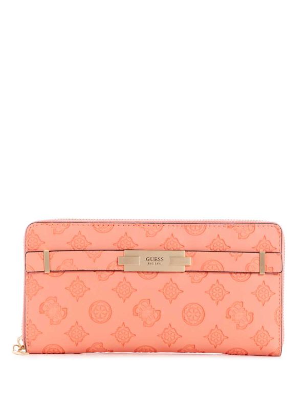 Guess Bea Check Organizer Plånbok Dam Korall | 238147-QAX