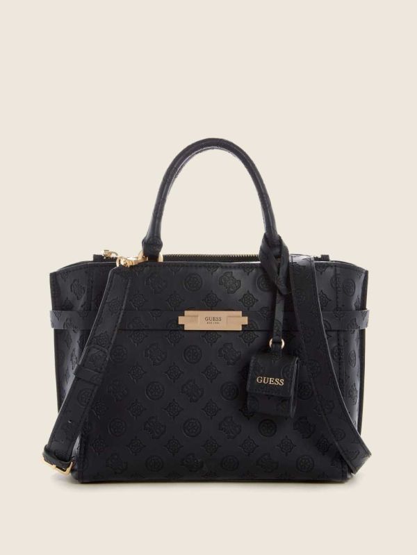 Guess Bea Society Satchel Väska Dam Svarta | 273568-QHW