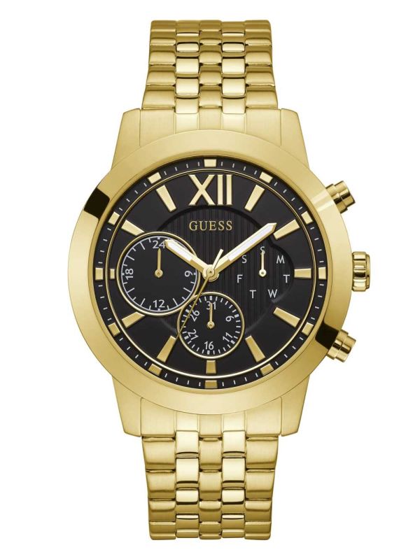 Guess Black Gold-Tone Multifunction Klocka Herr Guld | 084615-EGZ
