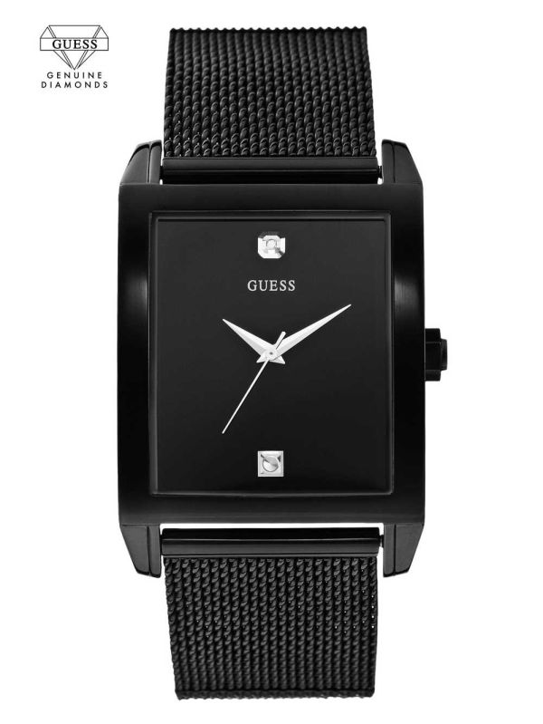 Guess Black Mesh Diamond Analog Klocka Herr Obsidian | 291835-GPI