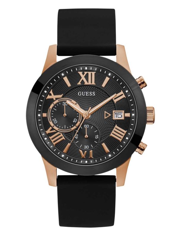 Guess Black and Rose Gold-Tone Multifunction Klocka Herr Svarta | 894253-UGL