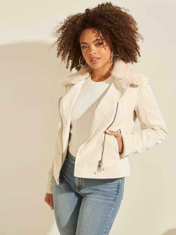 Guess Bora Faux-Fur Jacka Dam Beige | 486527-FSX