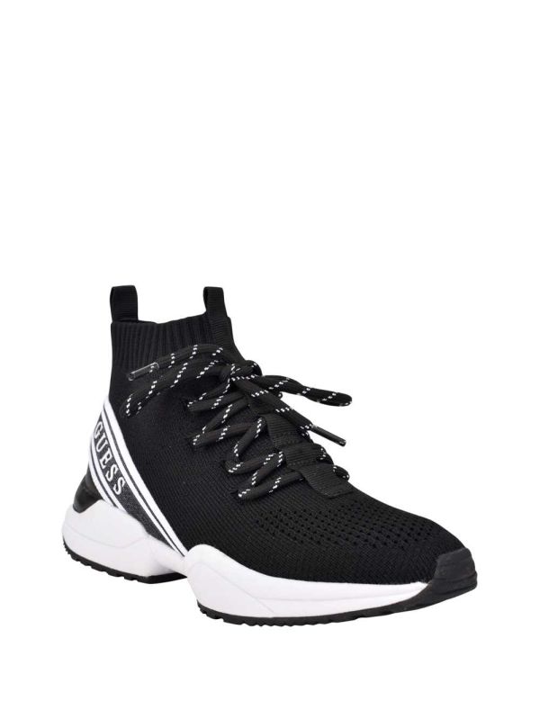 Guess Brite Knit High-Top Sneakers Dam Svarta | 953641-BNU