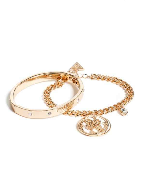 Guess Cadence Gold-Tone Logo Set Armband Dam Guld | 358017-HOI