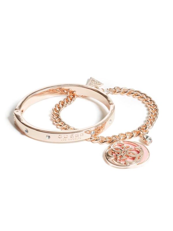 Guess Cadence Rose-Gold Tone Logo Set Armband Dam Rosa Guld | 263704-YIP