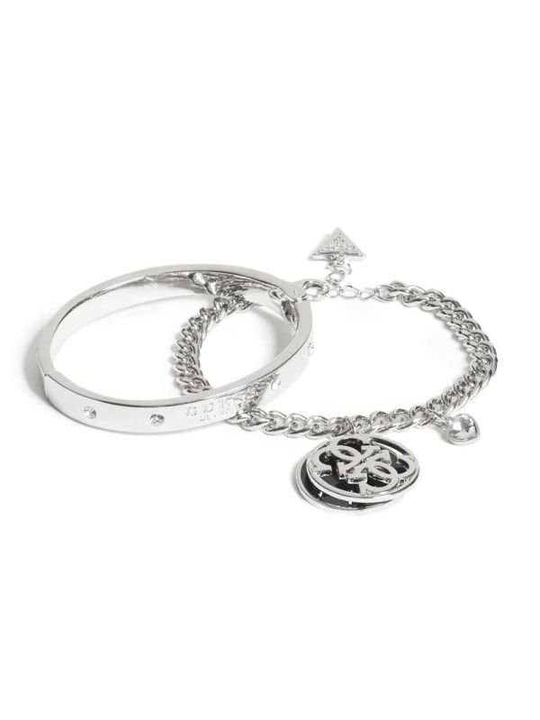 Guess Cadence Silver-Tone Logo Set Armband Dam Silver | 615827-KMT
