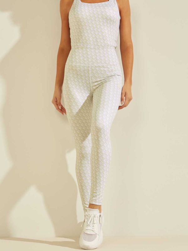 Guess Caitlin Logo Print Leggings Dam Ljusgröna | 145279-RLU