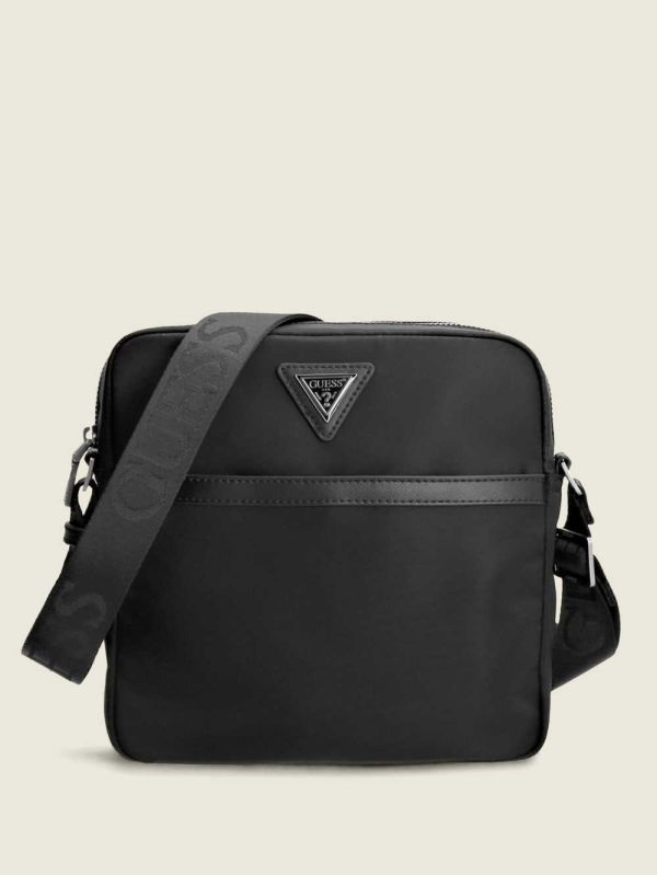 Guess Certosa Platta Crossbody Väska Dam Svarta | 952687-MBR