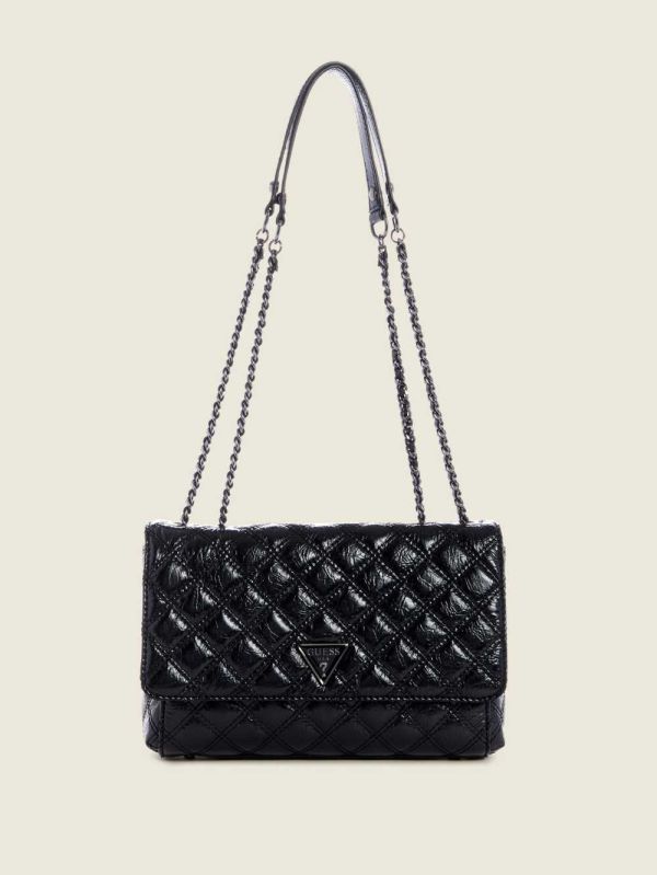 Guess Cessily Quilted Convertible Crossbody Väska Dam Svarta | 695820-LON