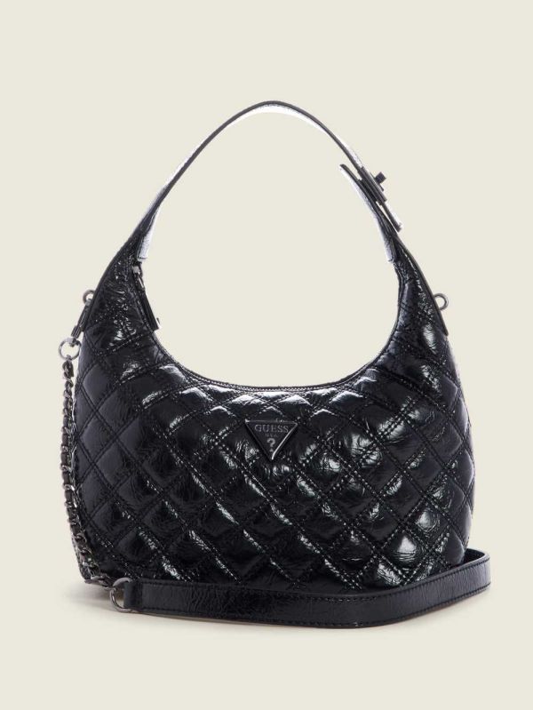 Guess Cessily Quilted Hobo Bag Axelväska Dam Svarta | 035946-YXD