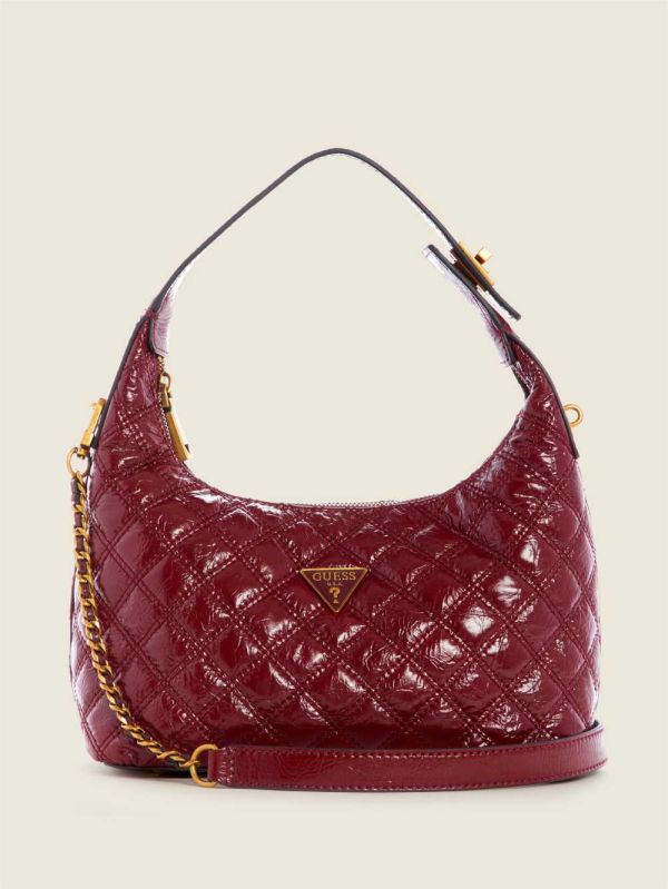 Guess Cessily Quilted Hobo Bag Axelväska Dam Röda | 875126-NVZ