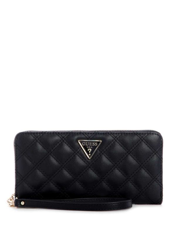 Guess Cessily Quilted Large Zip-Around Plånbok Dam Svarta | 097568-XTY
