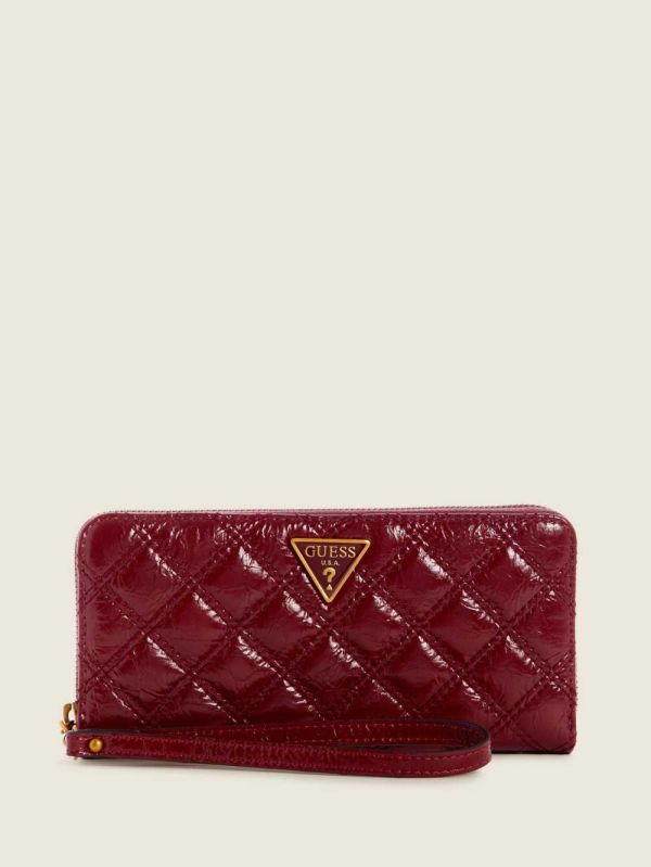 Guess Cessily Quilted Large Zip-Around Plånbok Dam Röda | 174809-DKJ