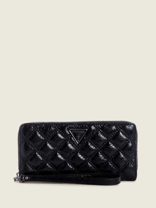 Guess Cessily Quilted Large Zip-Around Plånbok Dam Svarta | 507618-GCR