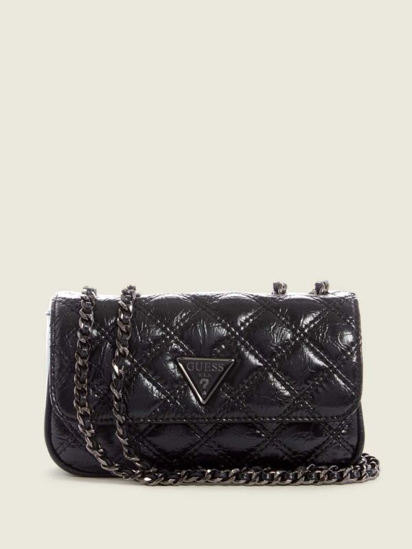 Guess Cessily Quilted Mini Convertible Crossbody Väska Dam Svarta | 385794-IMK