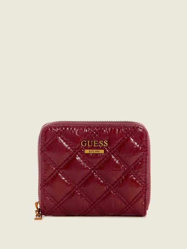 Guess Cessily Quilted Small Zip-Around Plånbok Dam Röda | 278406-YEH