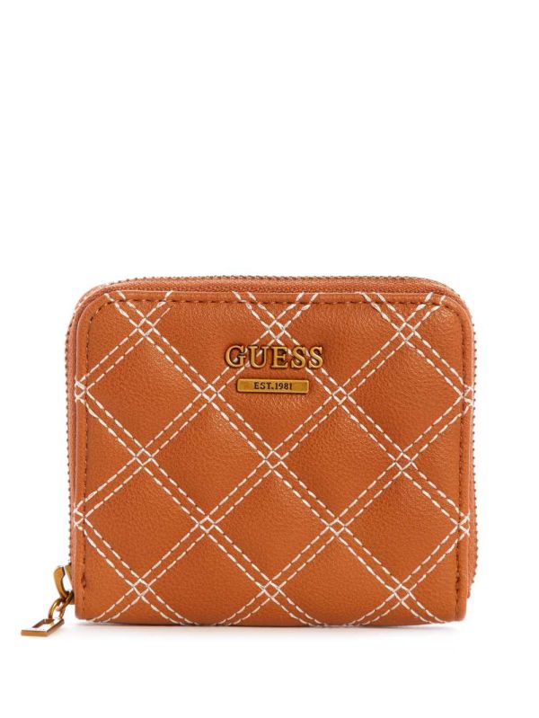 Guess Cessily Quilted Small Zip-Around Plånbok Dam Bruna | 531768-CFH