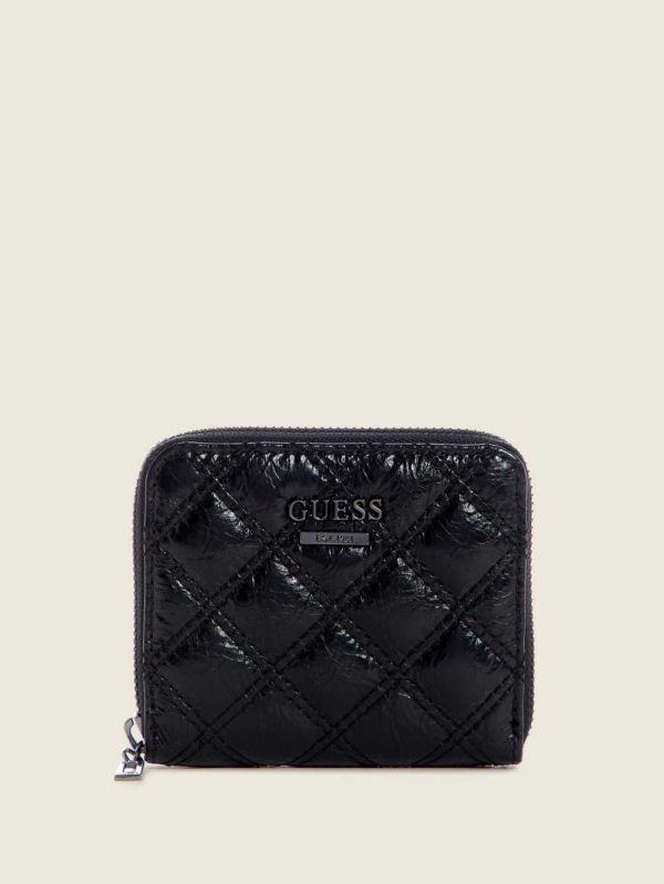 Guess Cessily Quilted Small Zip-Around Plånbok Dam Svarta | 563974-YGV