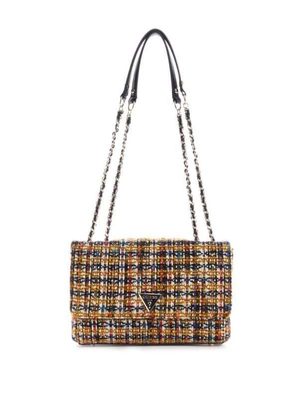 Guess Cessily Tweed Convertible Crossbody Väska Dam Mörkröda | 264359-BXP