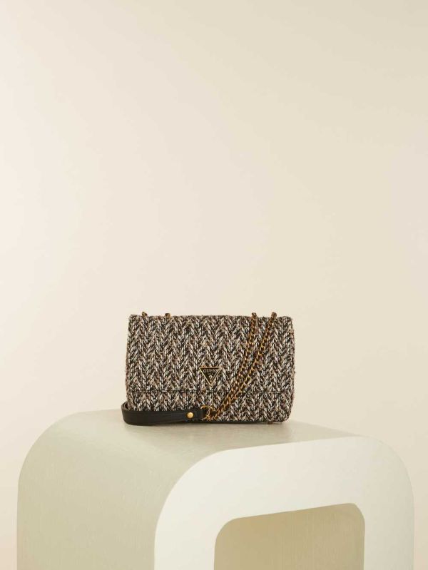 Guess Cessily Tweed Convertible Crossbody Väska Dam Grå Vita | 312086-MTQ