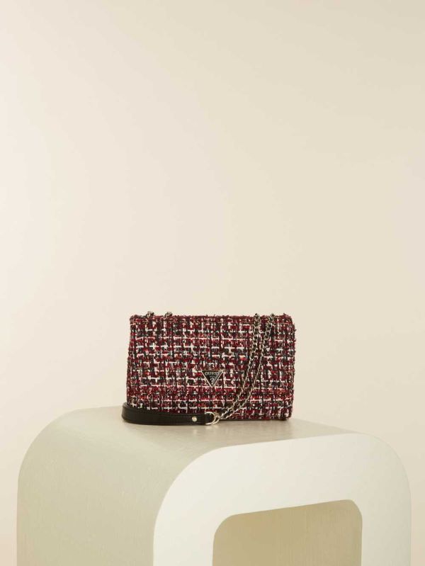 Guess Cessily Tweed Convertible Crossbody Väska Dam Röda Olika Färger | 962830-ISL