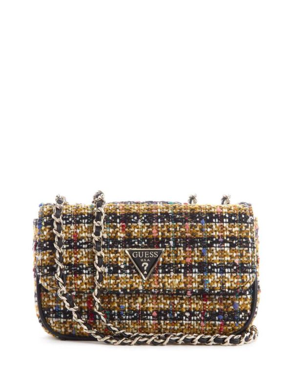Guess Cessily Tweed Mini Convertible Crossbody Väska Dam Mörkröda | 614097-NGO