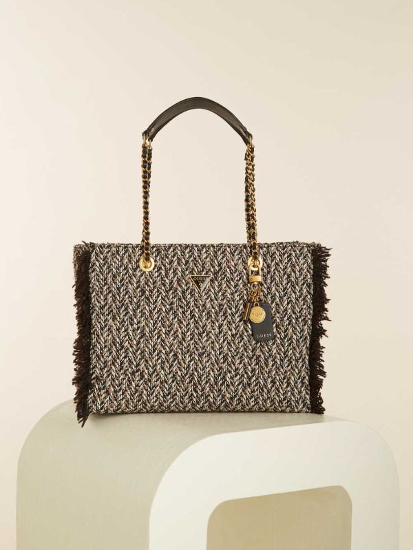 Guess Cessily Tweed Toteväska Dam Grå Vita | 351820-CMB