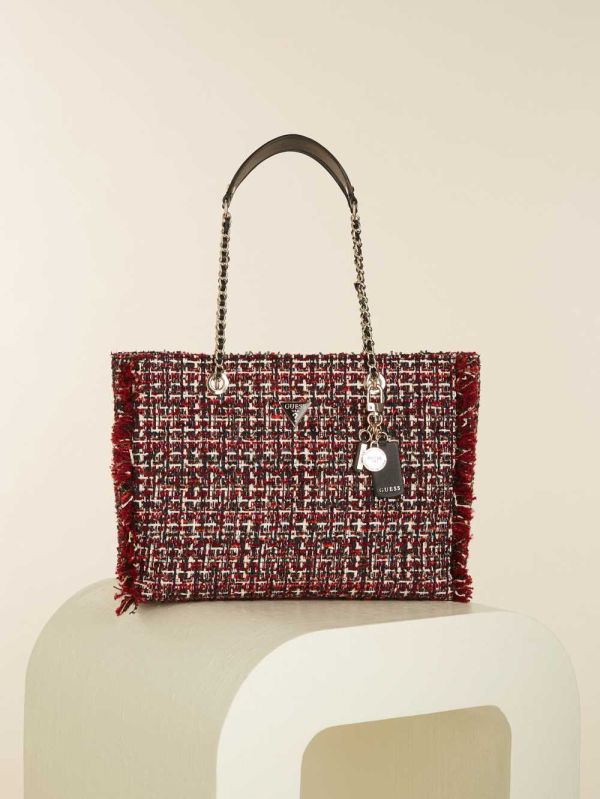 Guess Cessily Tweed Toteväska Dam Röda Olika Färger | 184263-RJE