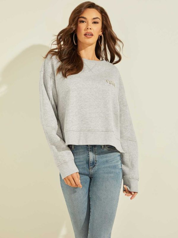 Guess Cintia Logo Crewneck Sweatshirt Dam Ljusgrå | 562709-AEM