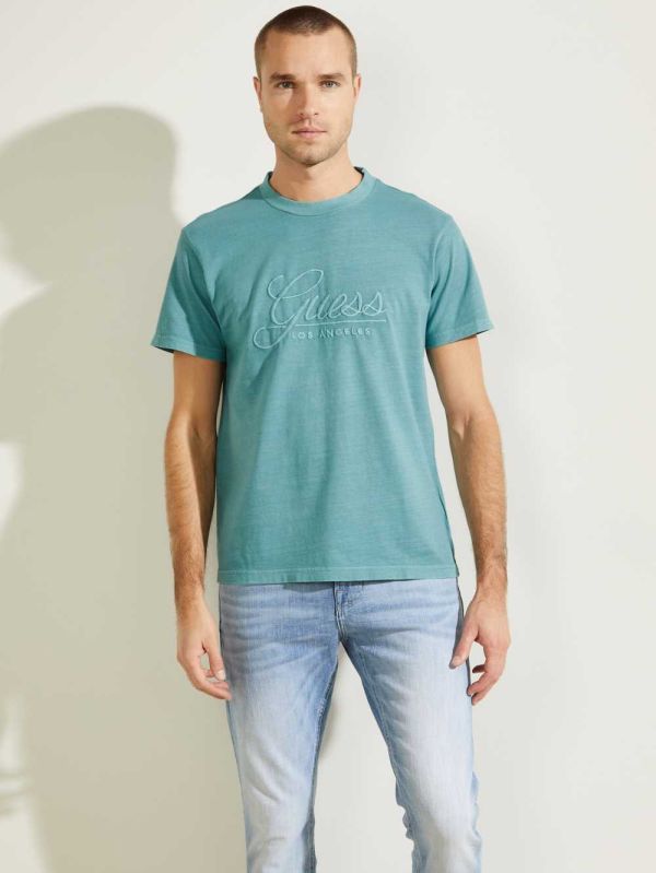 Guess Classical Embroidered Logo T-shirt Herr Turkos | 931478-XEU