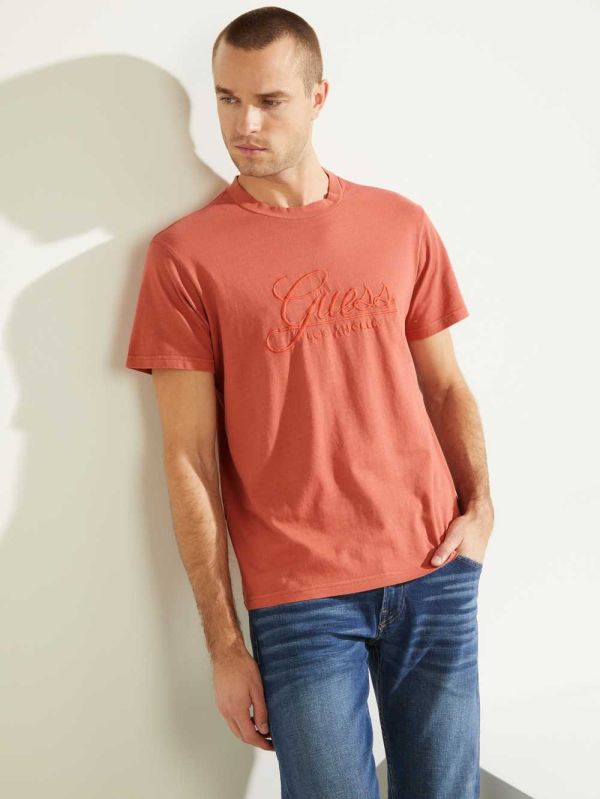 Guess Classical Embroidered Logo T-shirt Herr Röda | 984536-LGF