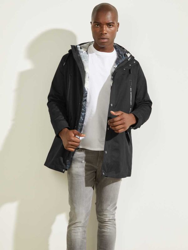 Guess Commuter Double Parkajackor Herr Svarta | 389201-CSD